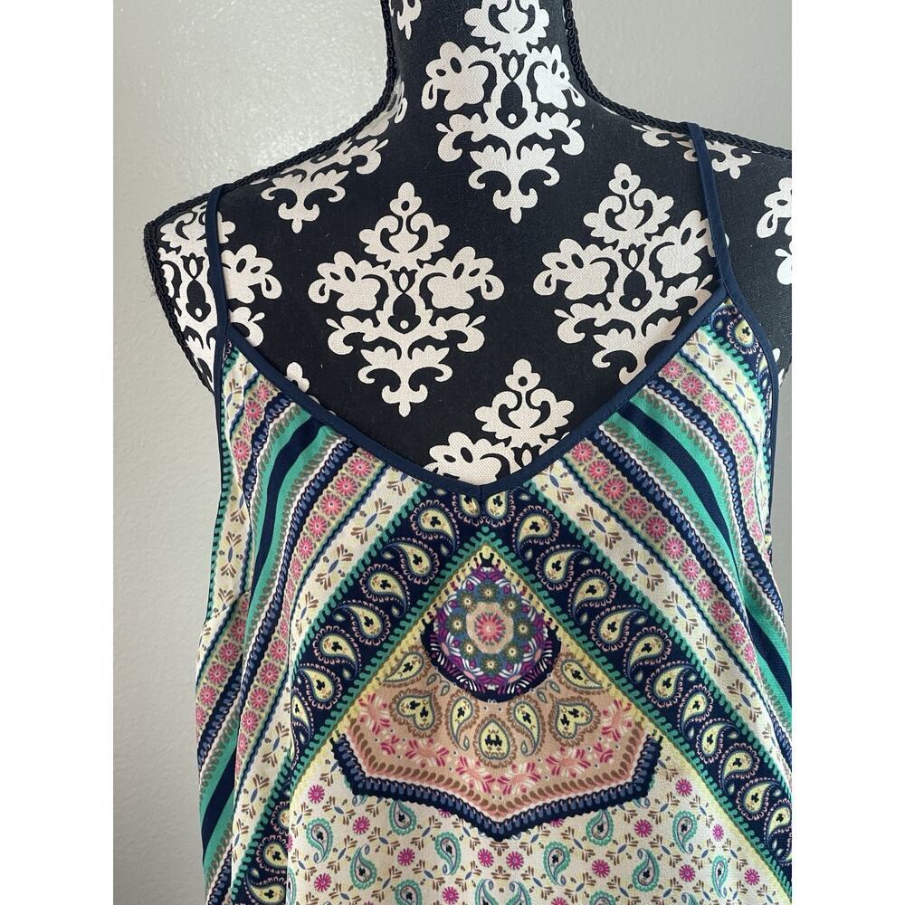 Boho B bop, green, navy pink floral tunic dress extra large - Picture 2 of 10